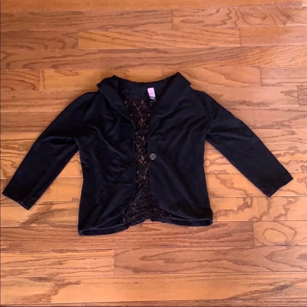 Black Cardigan with Lace Back